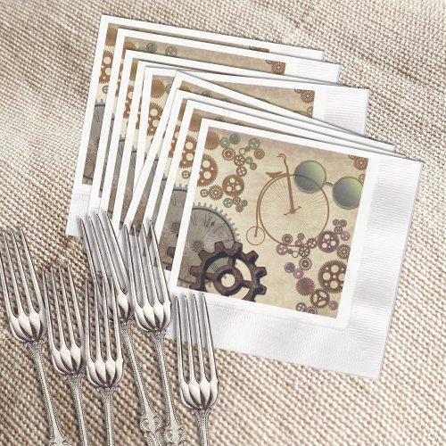 Steampunk Gears Vintage Party Theme Napkins