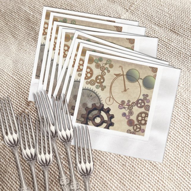 Steampunk Gears Vintage Party Theme Napkins (Creator Uploaded)