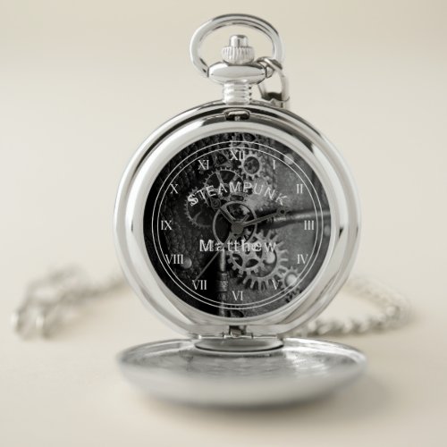 Steampunk Gears Vintage Personalized Pocket Watch