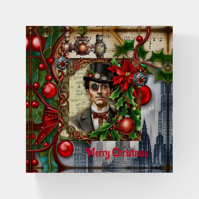 Steampunk Gentleman  at Christmas Paperweight (Front)