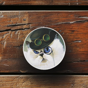 Steampunk Gentleman Cat Monocle Persian Siamese Ceramic Knob