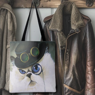 Steampunk Gentleman Cat Monocle Persian Siamese Tote Bag