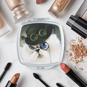 Steampunk Gentleman Cat Monocle Persian Siamese Vanity Mirror