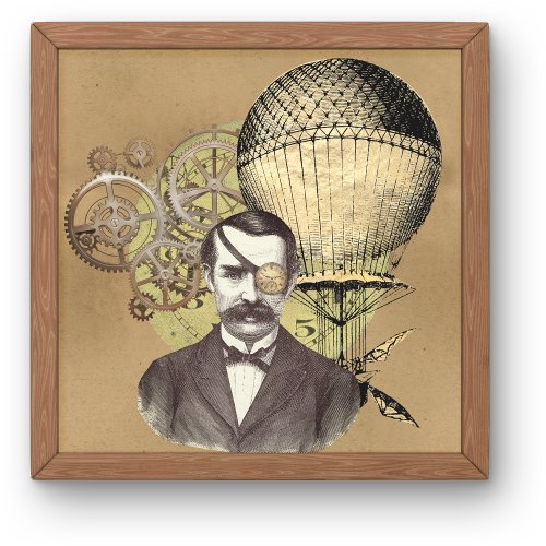 Steampunk Gentleman Collage Faux Canvas Print