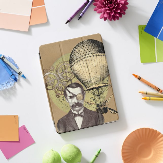 Steampunk Gentleman Collage iPad Pro Cover (Desk)