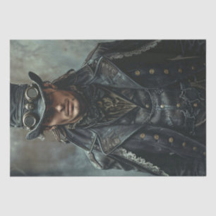 Steampunk Gentleman in Black Decoupage Tissue Paper