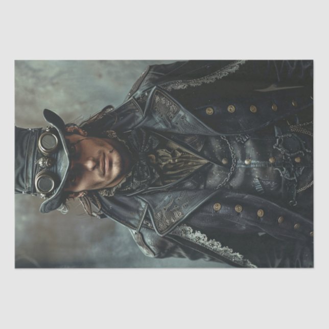 Steampunk Gentleman in Black Decoupage  Tissue Paper (Front)