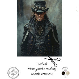 Steampunk Gentleman in Black Decoupage  Tissue Paper