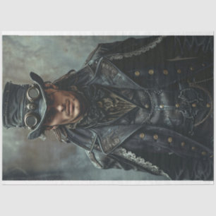 Steampunk Gentleman in Black Decoupage Tissue Paper