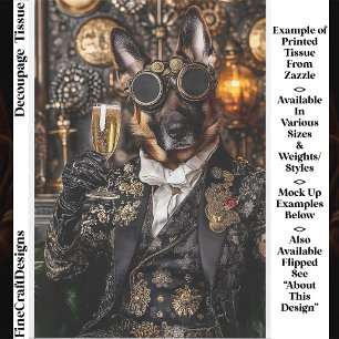 Steampunk German Shepherd, Alsatian BT5 Decoupage Tissue Paper