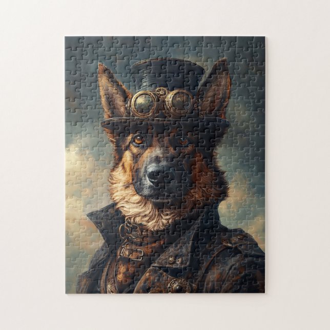 Steampunk German Shepherd Dog in Top Hat Jigsaw Puzzle (Vertical)