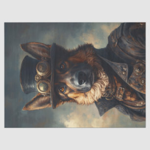Steampunk German Shepherd Dog in Top Hat Tissue Paper