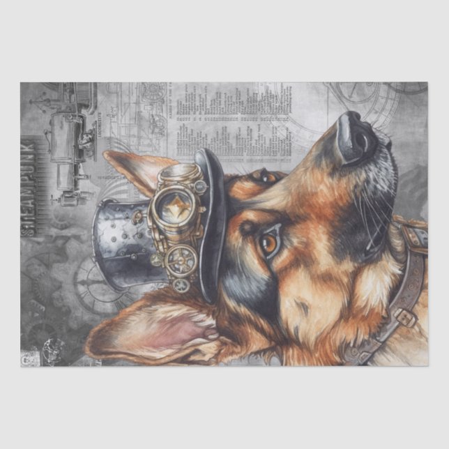 Steampunk German Shepherd Dog Tissue Paper (Front)