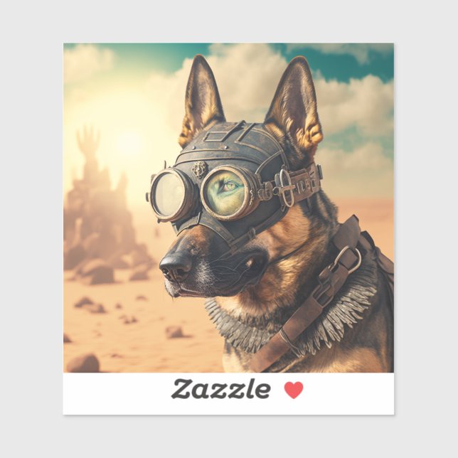Steampunk German Shepherd With Goggles Sticker (Sheet)