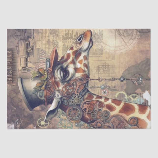 Steampunk Giraffe Animal Tissue Paper (Front)