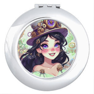 Steampunk Girl Compact Mirror