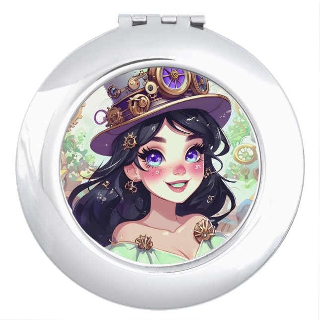 Steampunk Girl Compact Mirror (Front)