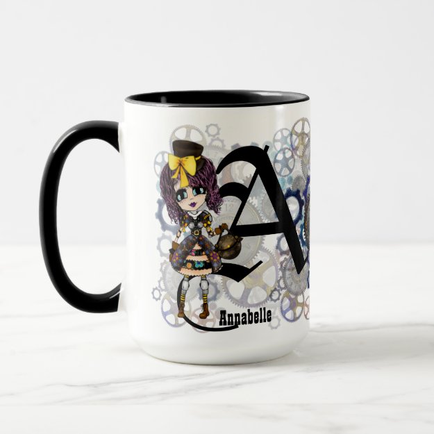 Steampunk Girl Cosplay Fan Named Gift art by LeahG Mug