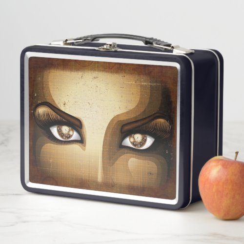 Steampunk Girl Eyes buttons Metal Lunch Box