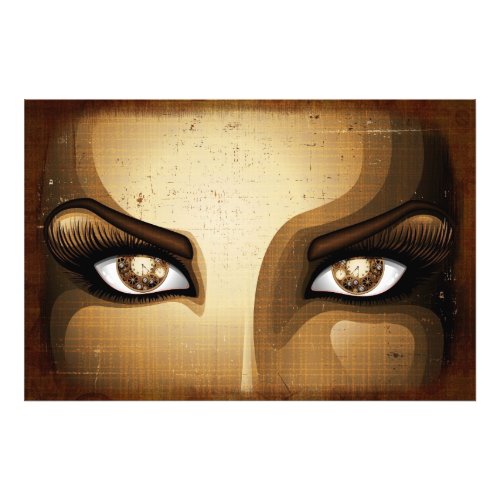 Steampunk Girl Eyes buttons Photo Print