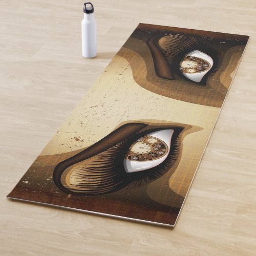 Steampunk Girl Eyes buttons Yoga Mat