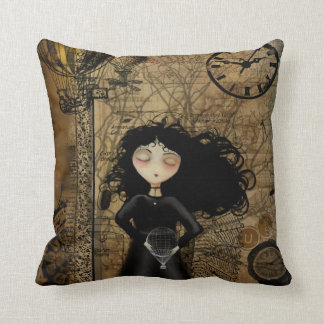 Steampunk Girl Throw Pillow