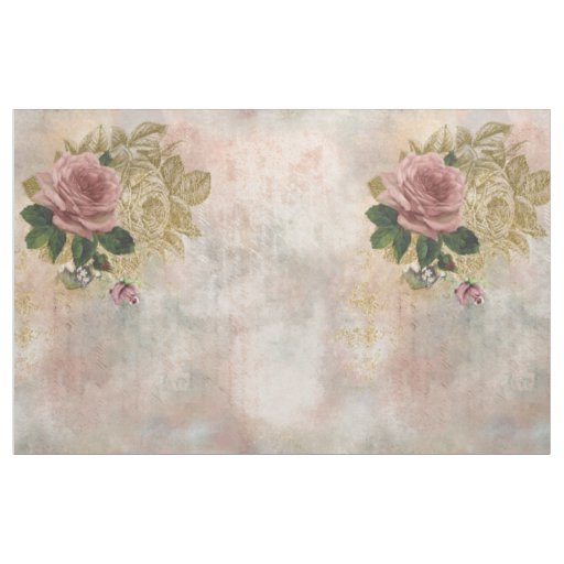 Steampunk Glam | Pink and Gold Rose Rustic Floral Fabric