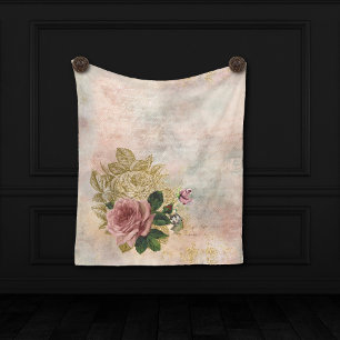 Steampunk Glam   Pink and Gold Rose Rustic Floral Tapestry