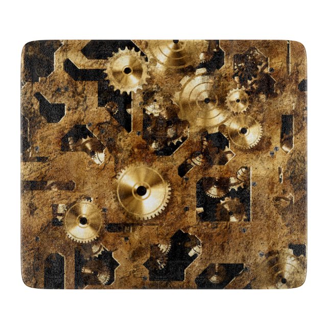 Steampunk Glass Cutting Board (Front)