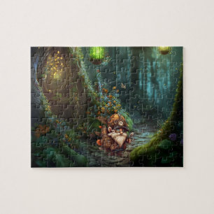 Steampunk gnome fairy forest puzzle
