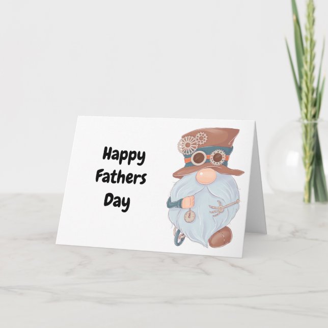 Steampunk Gnome Happy Fathers Day Blank Card (Front)