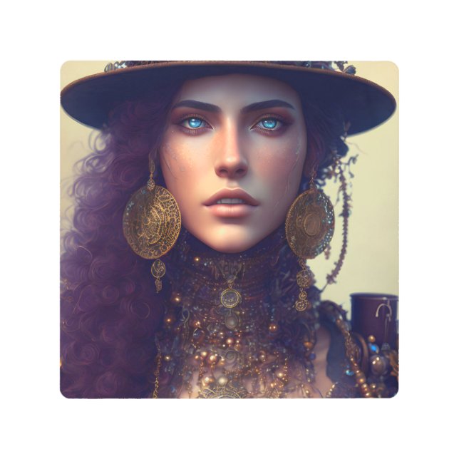 Steampunk Goddess Metal Print (Front)