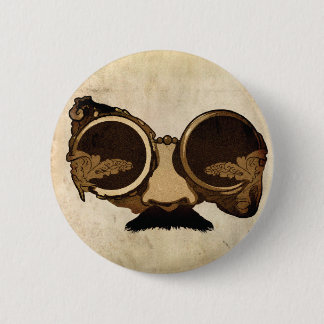 Steampunk Goggles and mustache Pinback Button
