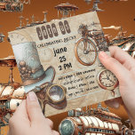 Steampunk Goggles Bike Top Hat Clocks Party Invitation
