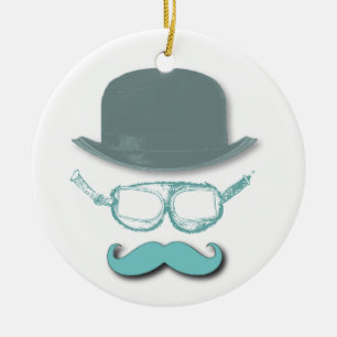 Steampunk Goggles, Hats and Mustaches Ceramic Ornament
