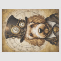 Steampunk Golden Doodle: Whimsical Decoupage