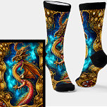 Steampunk Golden Dragon & Blue Sky on Black  Socks<br><div class="desc">Steampunk Golden Dragon & Blue Sky on Black Socks - - see more great sock designs in my store.</div>