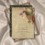 Steampunk Golden Hot Air Balloon Floral Wedding Invitation
