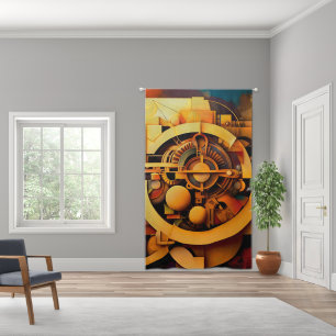 Steampunk Golden Mechanism Abstract Blackout Curtains