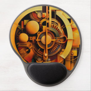 Steampunk Golden Mechanism Abstract Gel Mouse Pad
