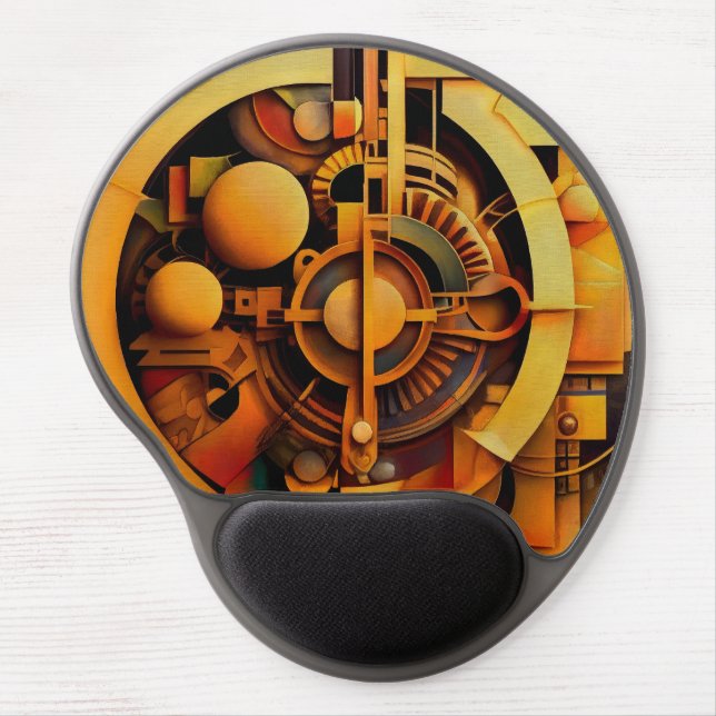 Steampunk Golden Mechanism Abstract Gel Mouse Pad (Front)