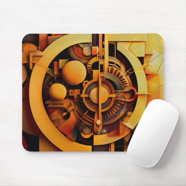 Steampunk Golden Mechanism Abstract Mouse Pad (With Mouse)