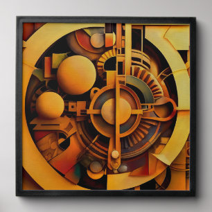 Steampunk Golden Mechanism Abstract Peel And Stick Photo Tile