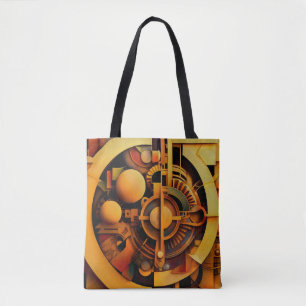 Steampunk Golden Mechanism Abstract Tote Bag