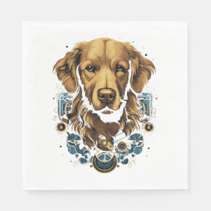 Steampunk Golden Retriever Dog Classic T-Shirt Napkins