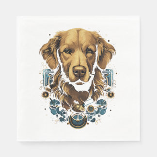 Steampunk Golden Retriever Dog Classic T-Shirt Napkins