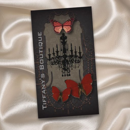Customizable Vintage Black Chandelier Butterfly fashion retail Business Card