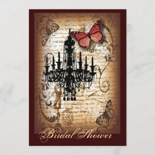steampunk goth butterfly paris vintage chandelier invitation