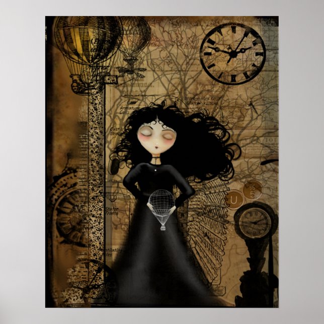 Steampunk Goth Girl Art Poster (Front)