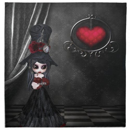 Steampunk Goth Girl  Heart Napkins